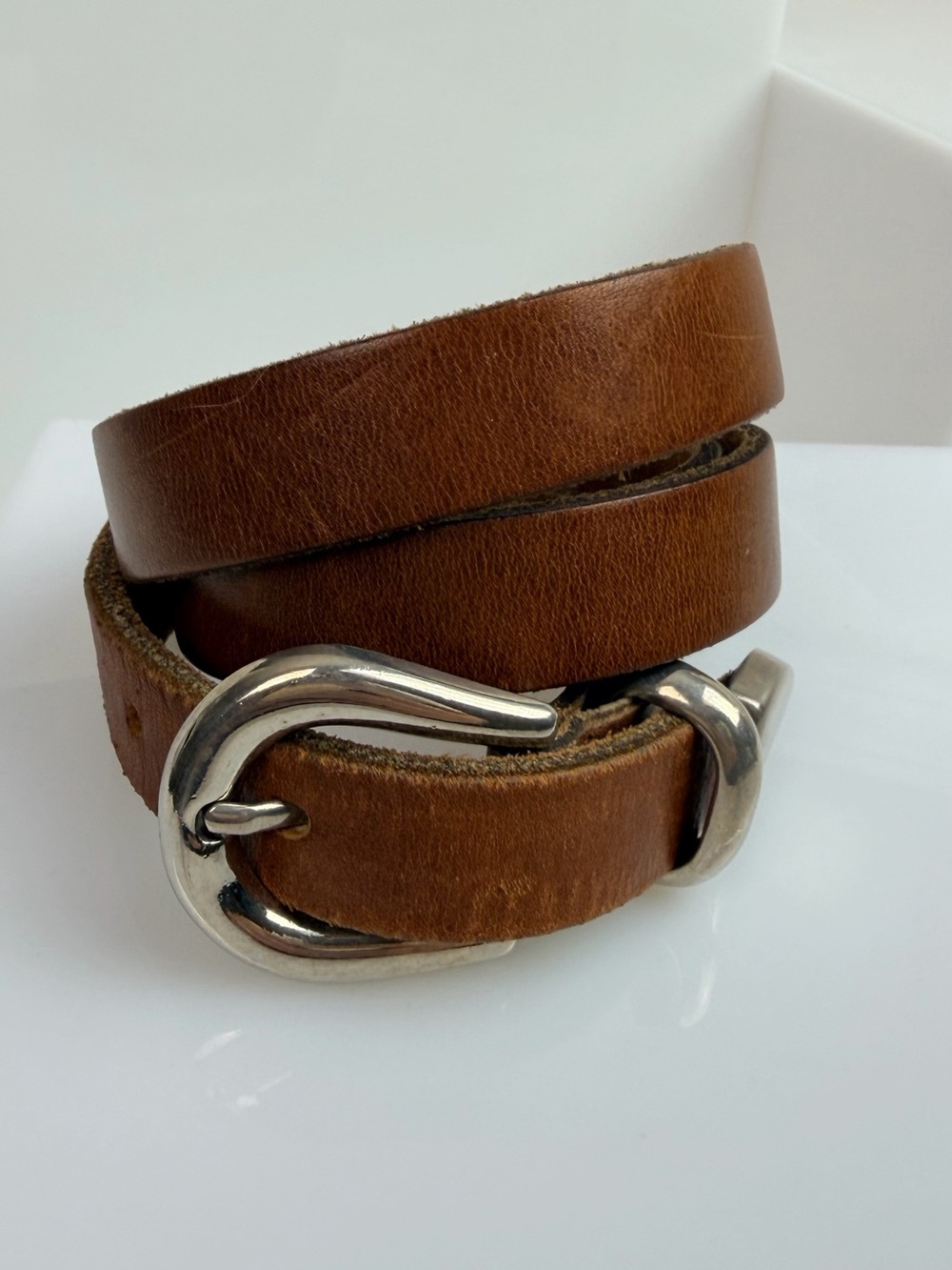 Aimee Lynn Genuine Leather Made in the USA Skinny Belt Size Large